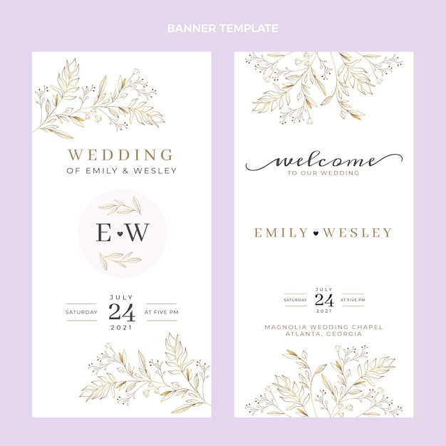 Hand drawn wedding vertical banners