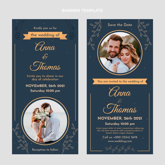 Hand drawn wedding vertical banners