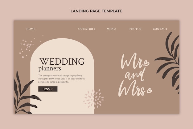 Hand drawn wedding web template