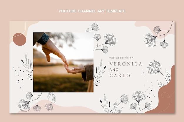 Free Vector hand drawn wedding youtube channel art