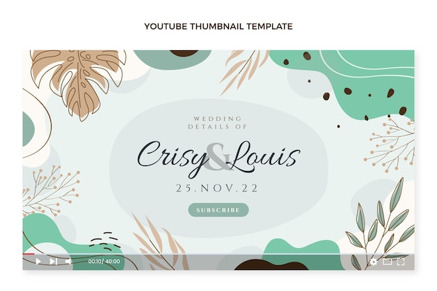 Free Vector hand drawn wedding youtube thumbnail