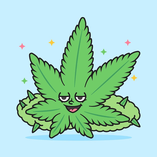 Free Vector hand drawn weed  cartoon illustration