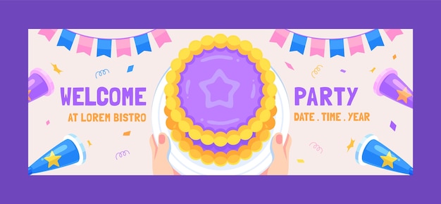 Hand drawn welcome party facebook cover