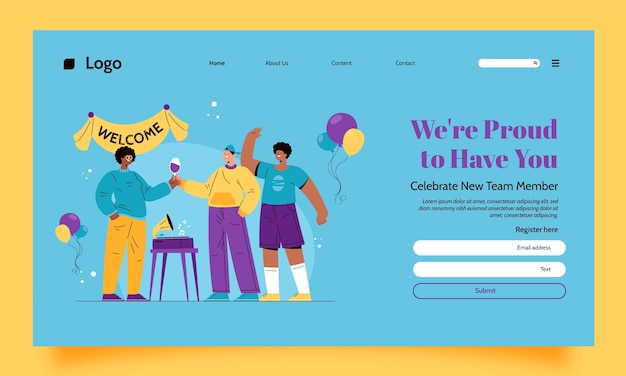 Free Vector hand drawn welcome party landing page