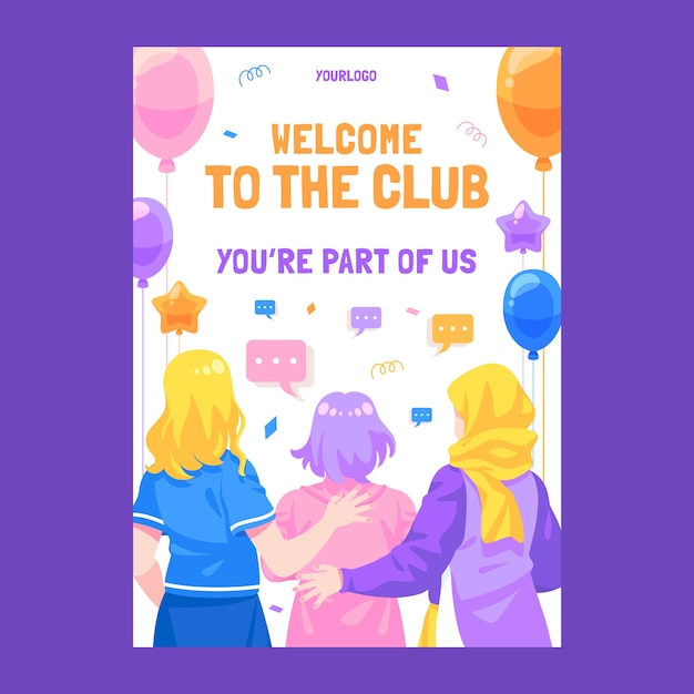 Hand drawn welcome party poster template