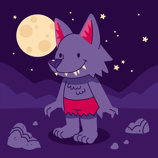 Free Vector hand drawn werewolf illustration