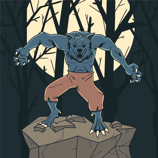 Free Vector hand drawn werewolf illustration