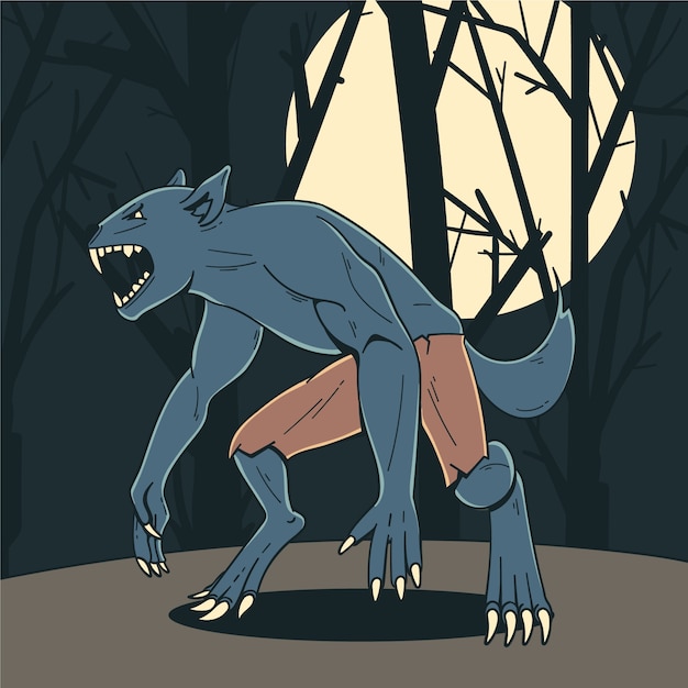 Free Vector hand drawn werewolf illustration