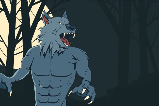 Hand drawn werewolf illustration