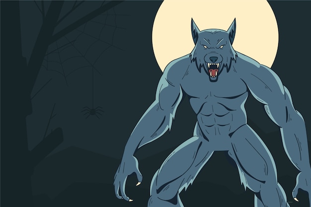 Free Vector hand drawn werewolf illustration