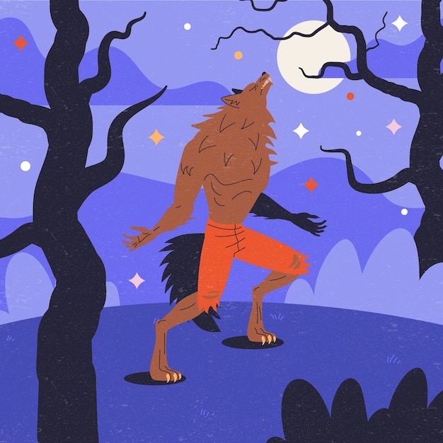 Free Vector hand drawn werewolf illustration