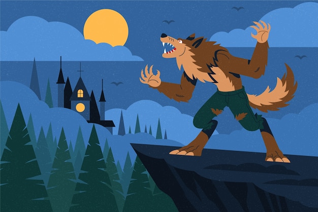 Hand drawn werewolf illustration