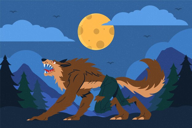 Hand drawn werewolf illustration