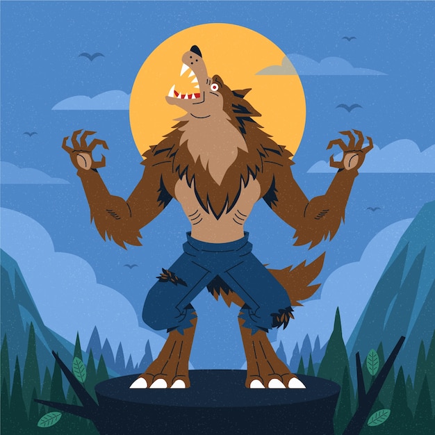 Free Vector hand drawn werewolf illustration