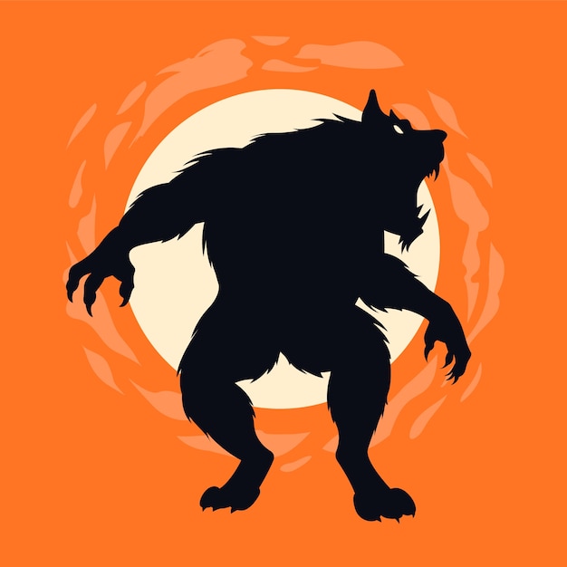 Free Vector hand drawn werewolf silhouette illustration