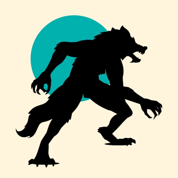 Hand drawn werewolf silhouette