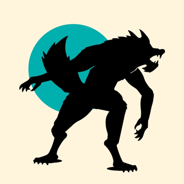 Free Vector hand drawn werewolf silhouette