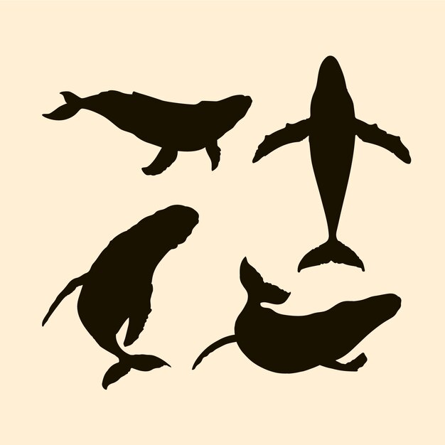 Hand drawn whale silhouette