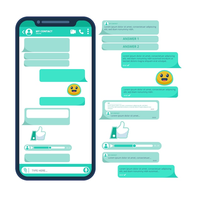 Hand drawn whatsapp chat template