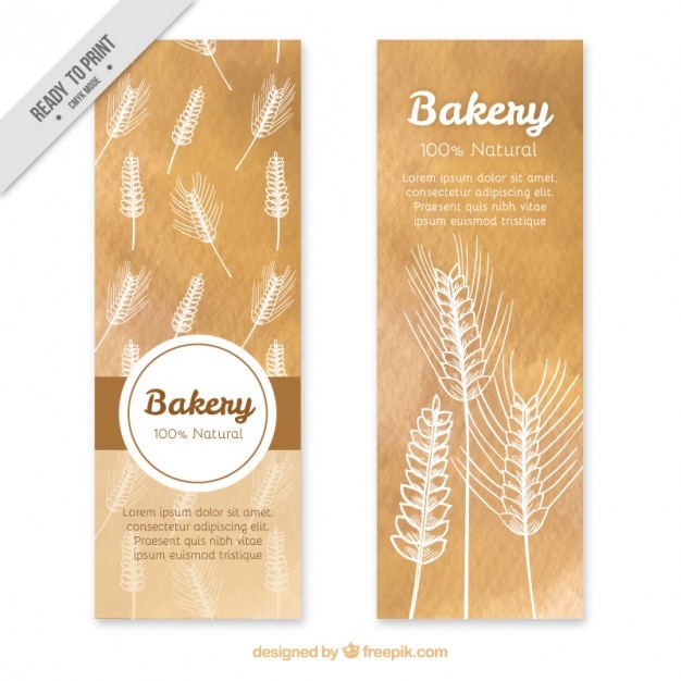 Free Vector hand drawn wheat banners