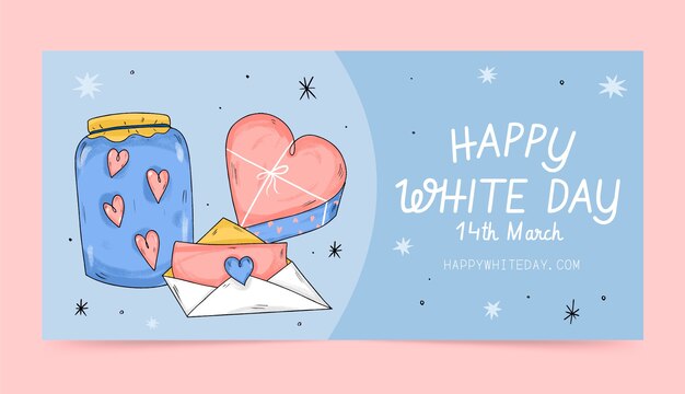 Hand drawn white day celebration horizontal banner template