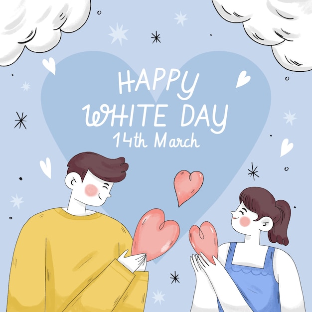 Hand drawn white day celebration illustration