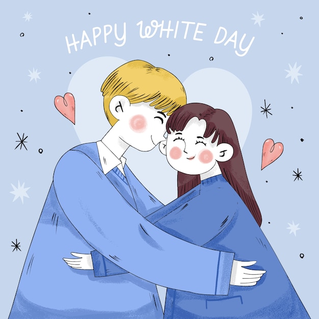 Hand drawn white day celebration illustration