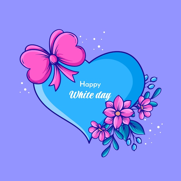 Free Vector hand drawn white day illustration with heart