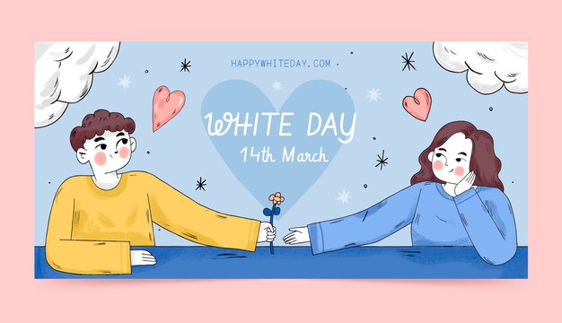 Hand drawn white day sale banner template