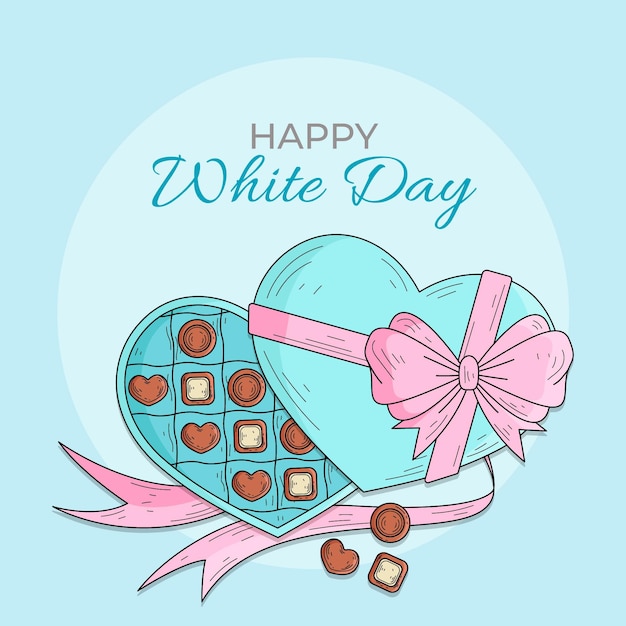 Free Vector hand drawn white day with chocolate