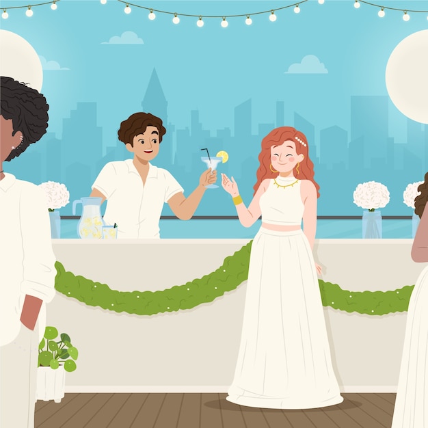 Free vector hand drawn white party illustration