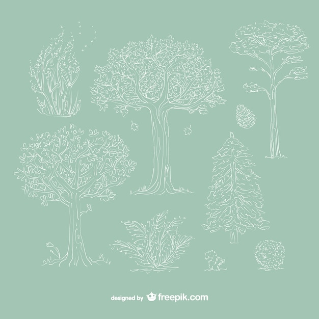 Free Vector hand drawn white trees