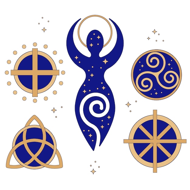 Free Vector hand drawn wiccan icons