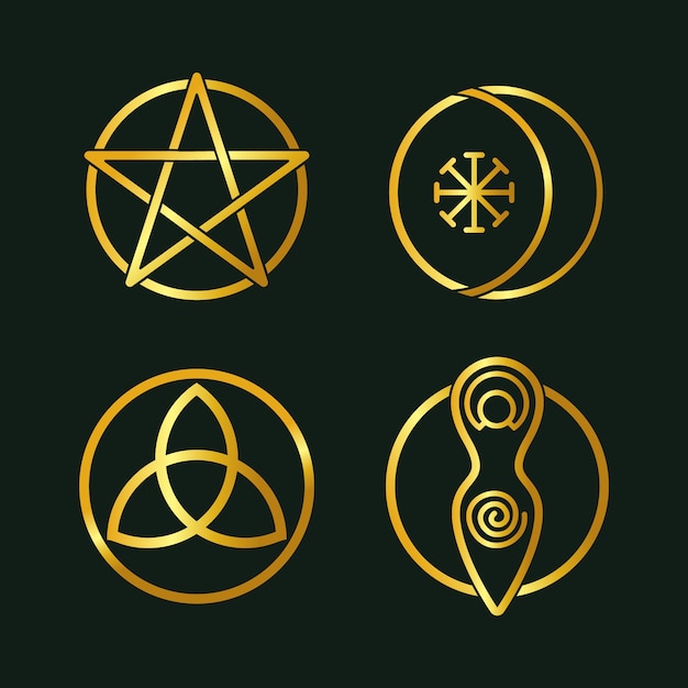 Free Vector hand drawn wiccan icons