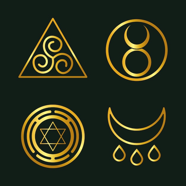 Free Vector hand drawn wiccan icons