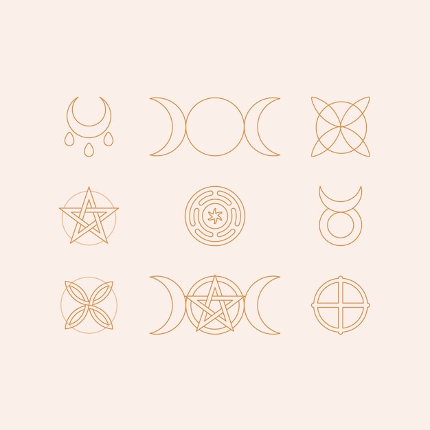 Free Vector hand drawn wiccan icons