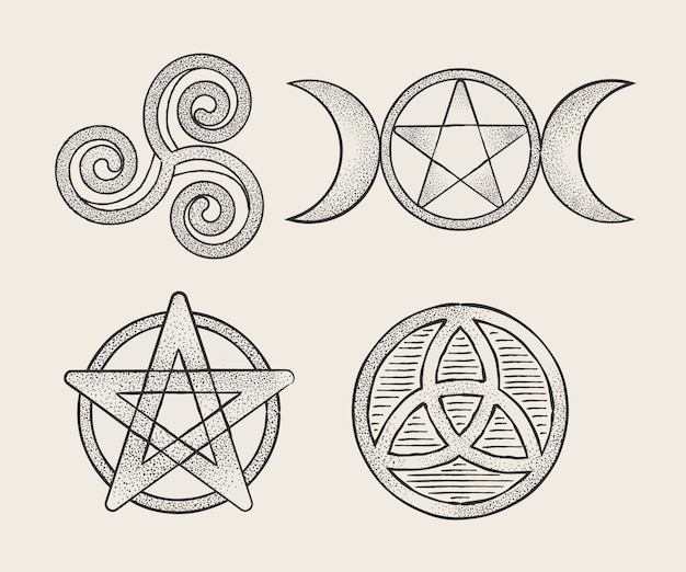 Free Vector hand drawn wiccan symbols