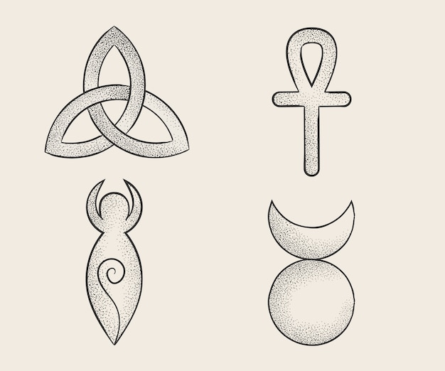 Free vector hand drawn wiccan symbols