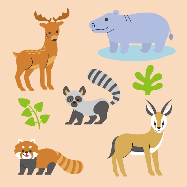 Hand drawn wild animals collection