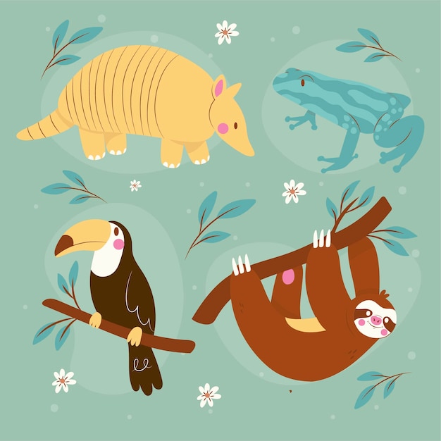 Free Vector hand drawn wild animals collection