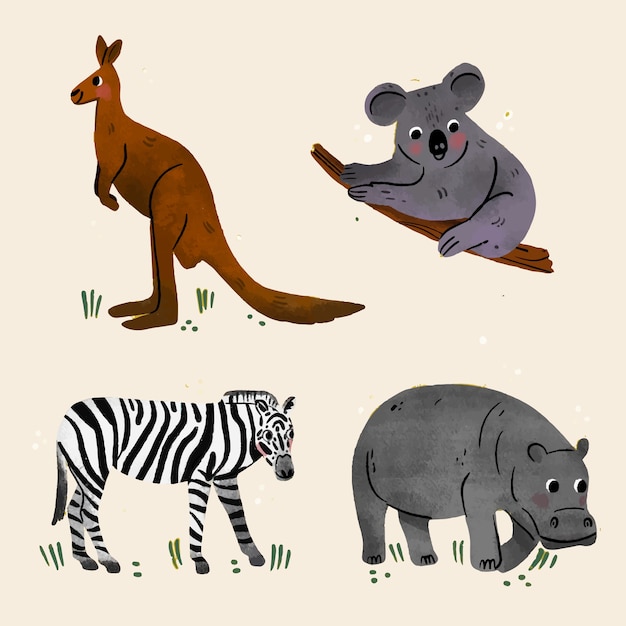 Free Vector hand drawn wild animals collection