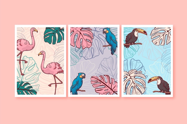 Free Vector hand drawn wild animals covers collection