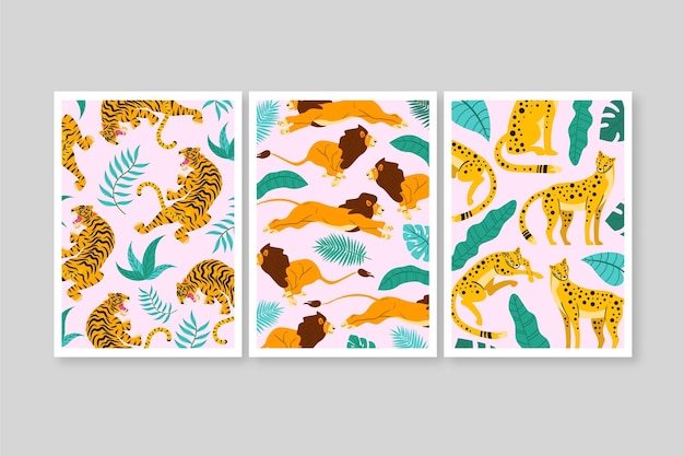 Hand drawn wild animals covers collection