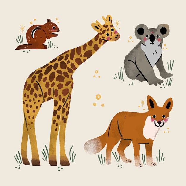 Free Vector hand drawn wild animals illustration