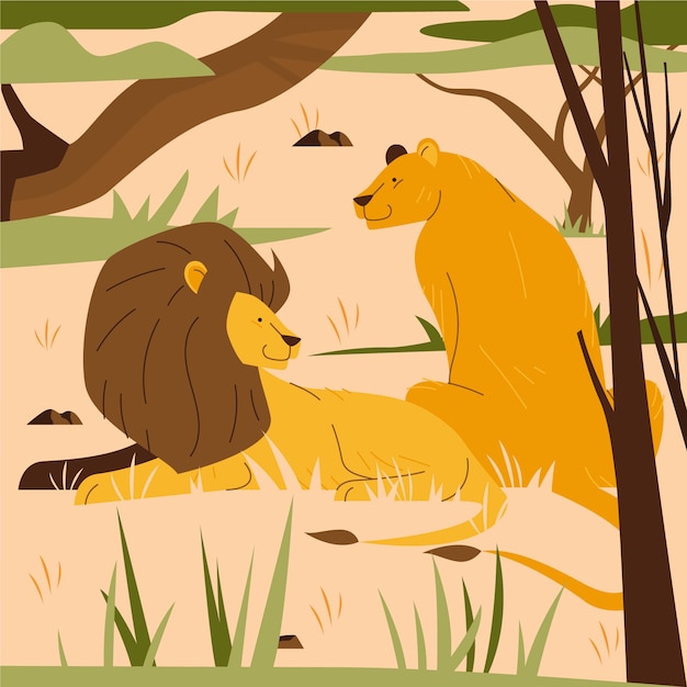 Free vector hand drawn wild animals illustration