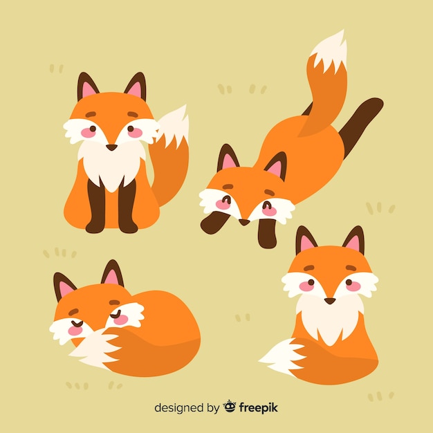 Hand drawn wild fox collection