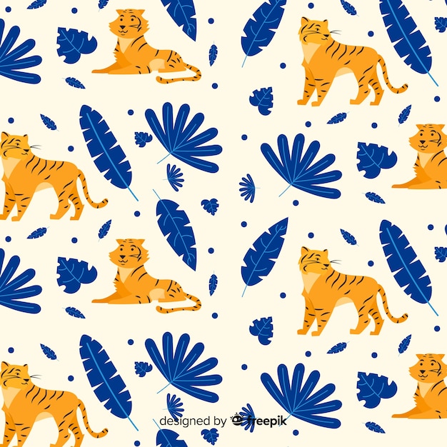 Free Vector hand drawn wild tiger pattern