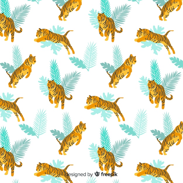 Free vector hand drawn wild tiger pattern