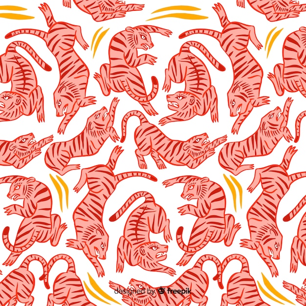 Free Vector hand drawn wild tiger pattern