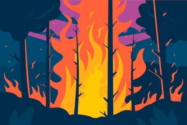 Free vector hand drawn wildfire illustration